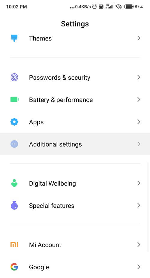 Go-to-Settings-and-tap-on-Additional-Settings كيفية إعادة تعيين أو إعادة تشغيل هاتف Android الخاص بك؟