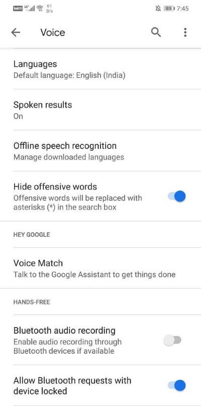 Here tap on the Voice Match option - إصلاح Google Assistant يستمر في الظهور بشكل عشوائي