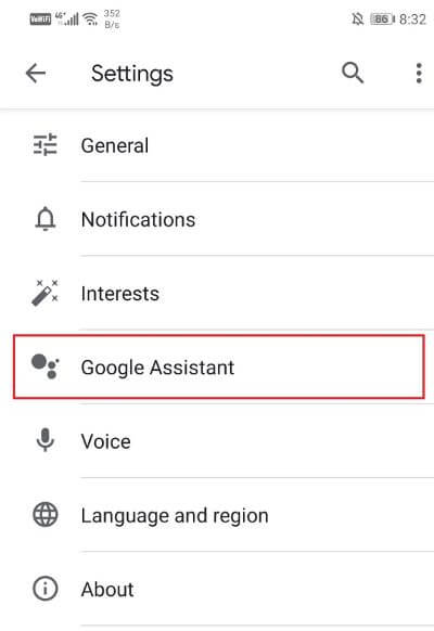 Now click on Google Assistant - إصلاح Google Assistant يستمر في الظهور بشكل عشوائي