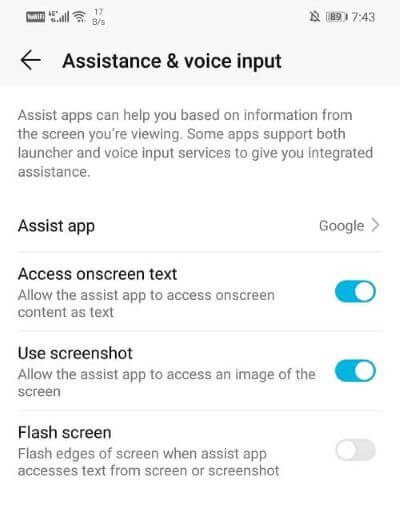 Now click on the Assist app option - إصلاح Google Assistant يستمر في الظهور بشكل عشوائي