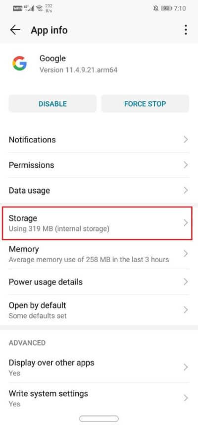 Now click on the Storage tab 473x1024 1 - إصلاح Google Assistant يستمر في الظهور بشكل عشوائي