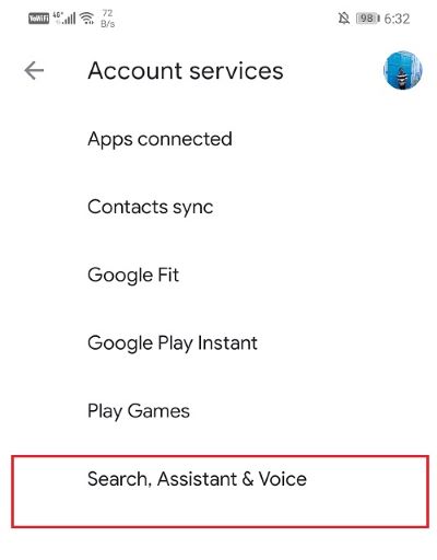 Now-select-the-“Search-Assistant-Voice”-option إصلاح Google Assistant يستمر في الظهور بشكل عشوائي