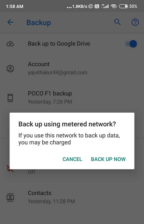 Pop-will-come-and-press-Back-up-now استعادة الرسائل النصية المحذوفة على جهاز Android