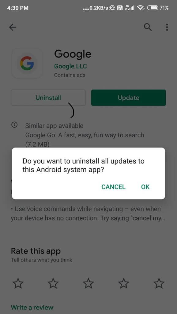 Press-the-‘Uninstall’-option-578x1024-1 6 طرق لإصلاح عدم عمل "OK Google"