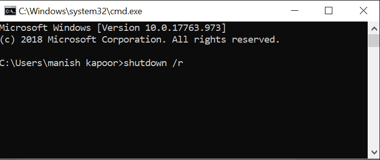 Restart-Windows-10-using-Command-Prompt-1 6 طرق لإعادة تشغيل جهاز كمبيوتر يعمل بنظام Windows 10
