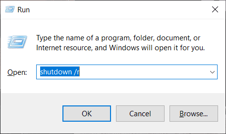 Restart-by-the-Run-dialog-box 6 طرق لإعادة تشغيل جهاز كمبيوتر يعمل بنظام Windows 10