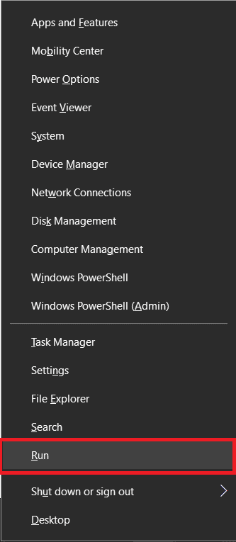 Right-click-on-the-start-button-to-open-the-power-user-menu-and-select-run إصلاح خطأ عدم تشغيل Malwarebytes Real-Time لحماية الويب