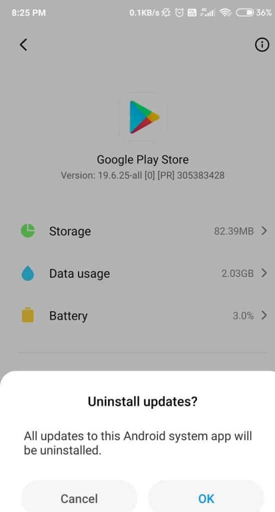 Select-Uninstall-Updates-and-It-might-take-4-5-seconds-to-uninstall-550x1024-1 إصلاح متجر Play لا يقوم بتنزيل التطبيقات على أجهزة Android
