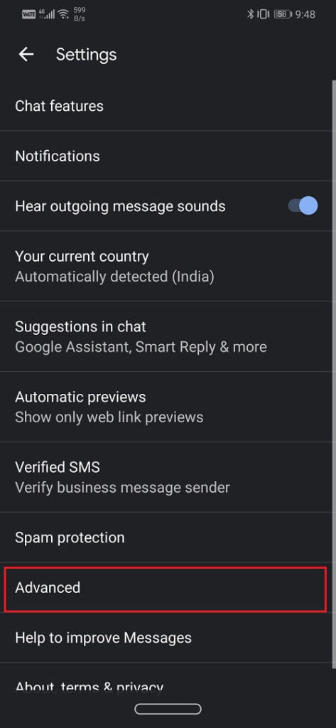 Select-the-Advanced-option-473x1024-1 قم بإزالة نفسك من Group Text على Android