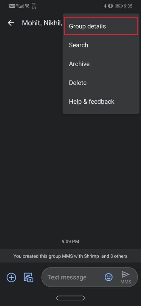 Select-the-group-details-option-473x1024-1 قم بإزالة نفسك من Group Text على Android