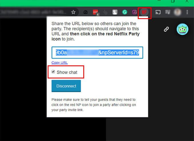 Show-Chat-in-Netflix-Party-on-Chrome كيفية استخدام Netflix Party لمشاهدة Netflix عن بُعد مع الأصدقاء معًا