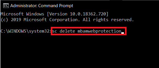 To-Uninstall-Malwarebytes-Web-Protection-driver-type-the-command-in-the-command-prompt إصلاح خطأ عدم تشغيل Malwarebytes Real-Time لحماية الويب