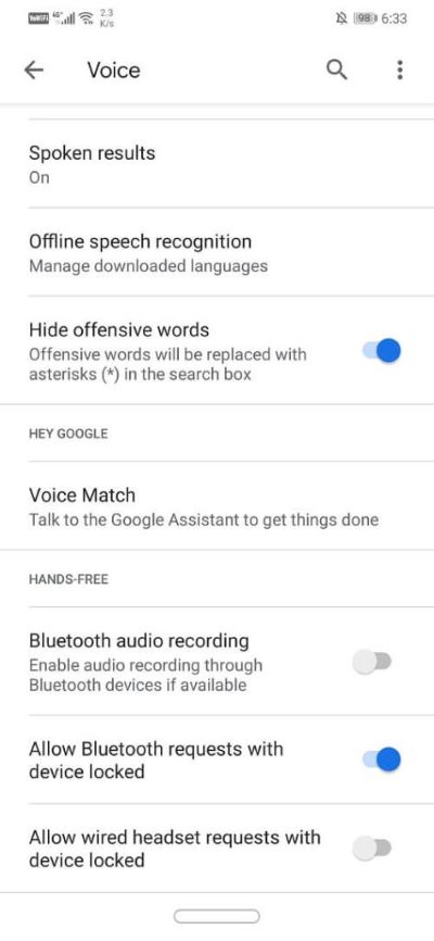 Toggle off the settings for “Allow Bluetooth requests with device locked” and “Allow wired headset requests with device l 473x1024 1 - إصلاح Google Assistant يستمر في الظهور بشكل عشوائي