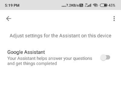 Toggle the Google Assistant button off - كيفية إيقاف تشغيل Google Assistant على أجهزة Android