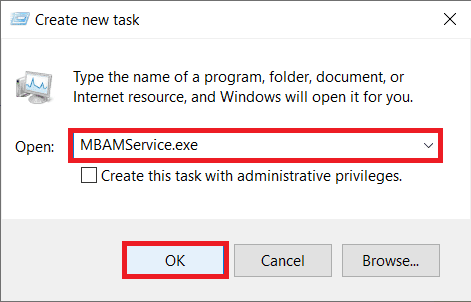 Type-‘MBAMService.exe’-in-dialog-box-and-click-on-the-OK-button-to-restart-the-service إصلاح خطأ عدم تشغيل Malwarebytes Real-Time لحماية الويب