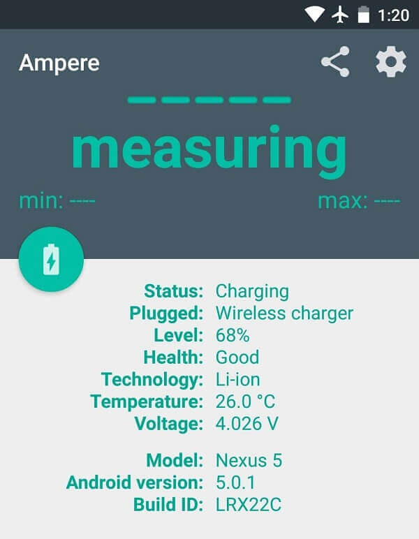 Use-Ampere-App 12 طريقة لإصلاح هاتفك لا يتم شحنه بالشكل الصحيح