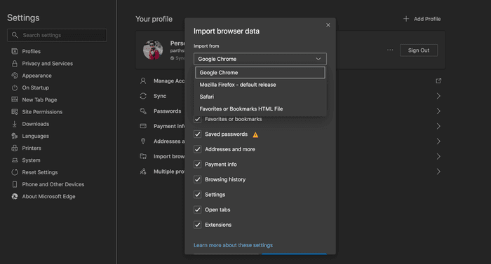 import-data_935adec67b324b146ff212ec4c69054f أهم 11 نصيحة وحيلة لمتصفح Microsoft Edge Chromium