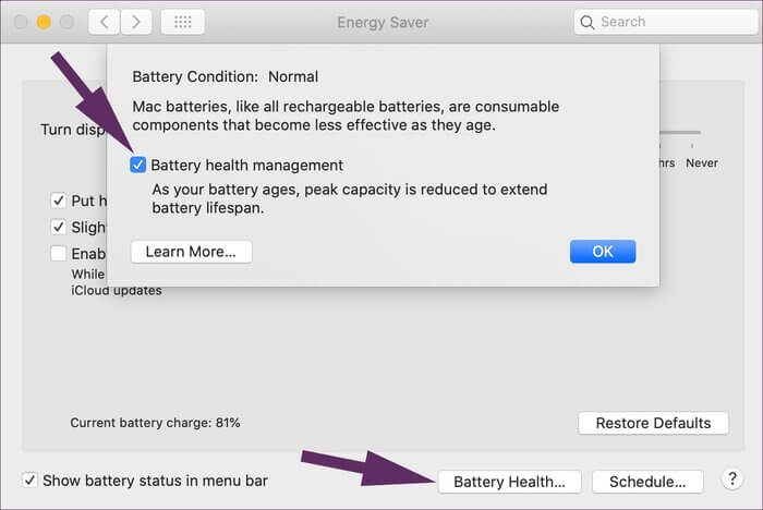 كيفية تمكين أو تعطيل إدارة صحة البطارية على جهاز Mac الخاص بك - %categories