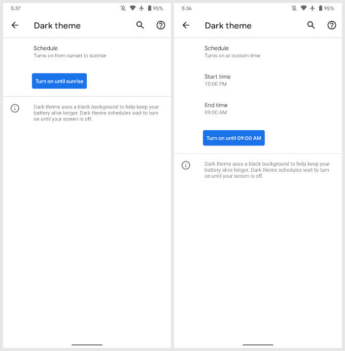 Android-11-Dark-theme-automatic-schedule كيفية جدولة وضع الظلام التلقائي على Android 11