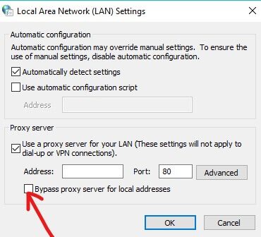 Check-the-checkbox-next-to-Use-a-proxy-serve إصلاح تم حظر هذا الموقع من قبل مزود خدمة الإنترنت ISP في Windows 10