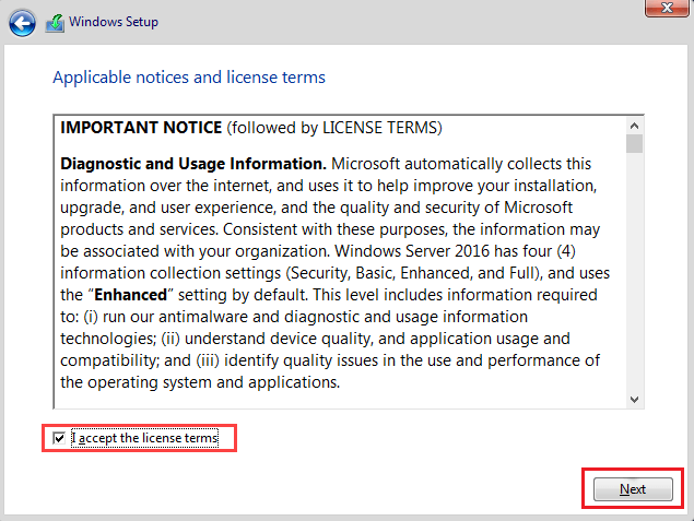 Checkmark-I-accept-the-license-terms-then-click-Next كيفية إجراء تثبيت نظيف لنظام التشغيل Windows 10