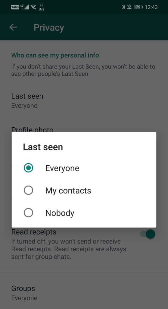 Choose-either-Everyone-or-My-contacts-option.-558x1024-1 إصلاح المشاكل الشائعة في WhatsApp