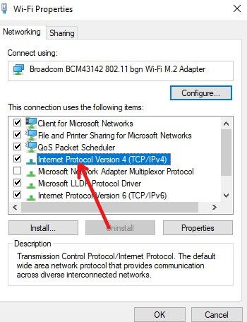 Click-on-Internet-Protocol-Version-4 إصلاح تم حظر هذا الموقع من قبل مزود خدمة الإنترنت ISP في Windows 10