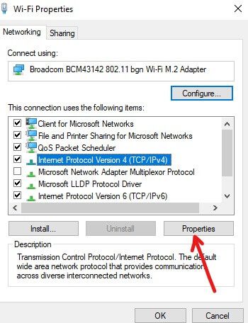 Click-on-the-Properties إصلاح تم حظر هذا الموقع من قبل مزود خدمة الإنترنت ISP في Windows 10