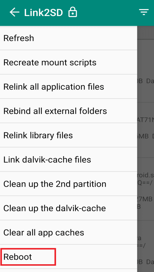 Click-on-the-Reboot-device-option-from-the-menu كيفية فرض نقل التطبيقات إلى بطاقة SD على Android
