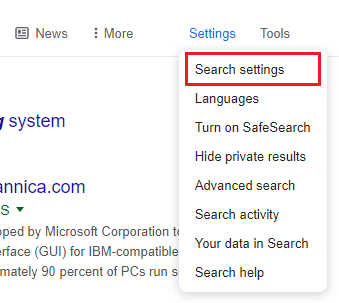 Click-on-the-Search-settings-1 إصلاح خطأ Chrome يستمر فتح علامات تبويب جديدة تلقائيًا