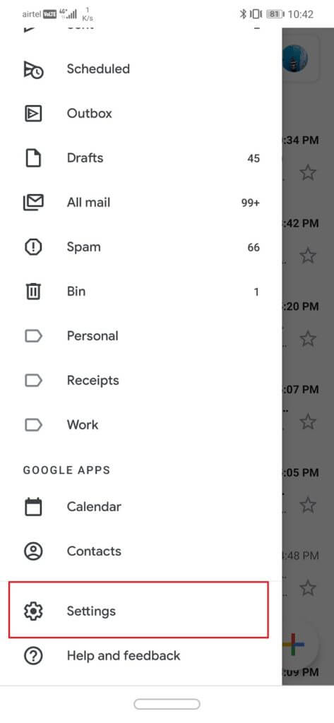 Click-on-the-Settings-option-at-the-bottom-473x1024-1 إصلاح إشعارات Gmail لا تعمل على Android