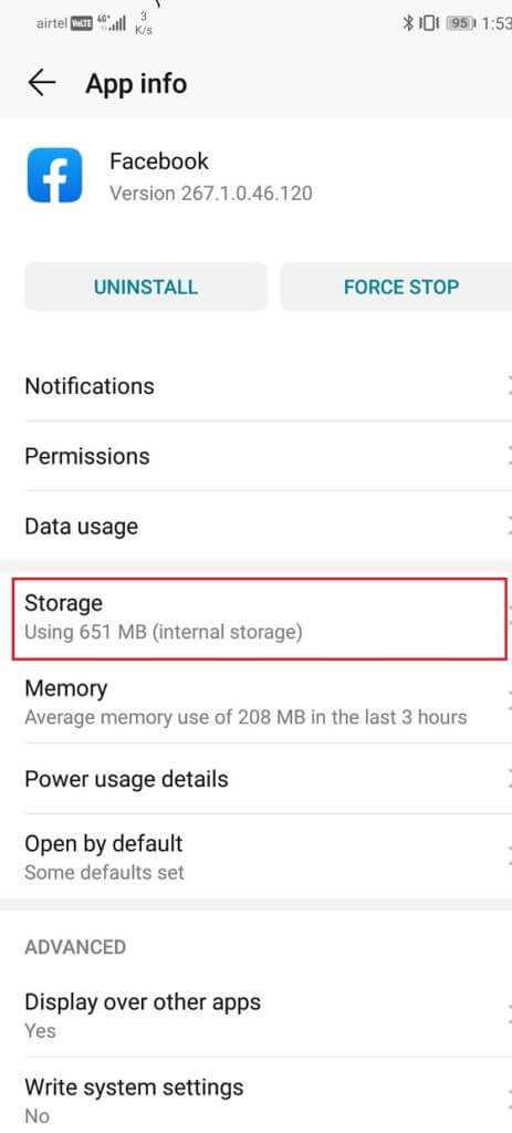 Click-on-the-Storage-option-1-463x1024-1 أفضل 9 طرق لإصلاح خطأ "للأسف توقف التطبيق"