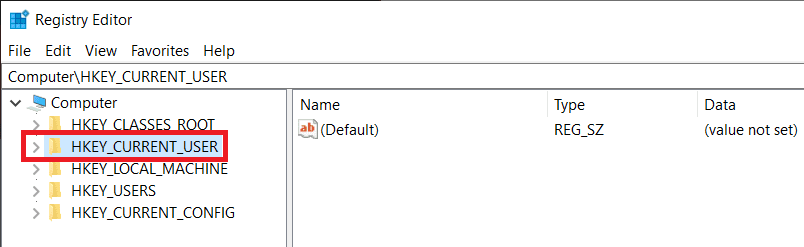 Click-on-the-arrow-next-to-HKEY_CURRENT_USER-to-expand-the-same إصلاح: مفتاح Windows على لوحة المفاتيح لا يعمل في Windows 10