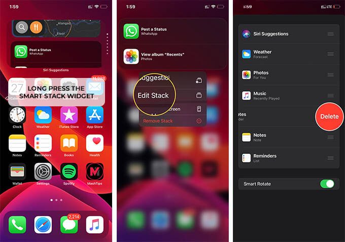 Edit-Smart-Stack-Widget-on-iPhone-iOS-14 كيفية إضافة Widgets إلى شاشة iPhone الرئيسية على iOS 14؟