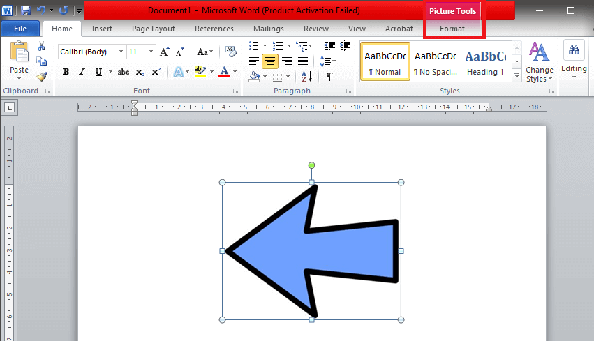 Find-the-‘Format’-tab-in-the-toolbar-located-on-the-top كيفية تدوير صورة في Word