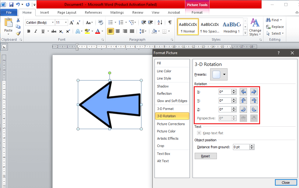 Find-the-‘Rotation’-option-located-below-the-Presets كيفية تدوير صورة في Word