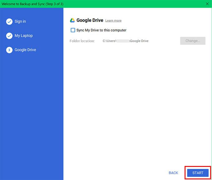 Finish-Setting-up-Google-Backup-and-Sync-on-Windows-10 كيفية النسخ الاحتياطي التلقائي لمجلدات Windows 10 مع Dropbox و Google Drive