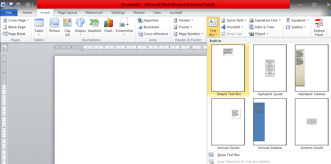 Go-to-the-‘Insert’-tab-and-click-on-the-‘Text-Box’-option-in-the-‘Text’-group.-Choose-‘Simple-Text-Box’ كيفية تدوير صورة في Word