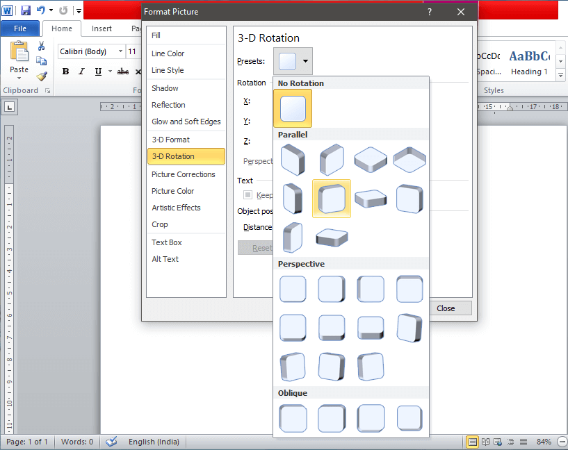 In-the-drop-down-menu-you-will-find-several-presets-to-choose-from كيفية تدوير صورة في Word