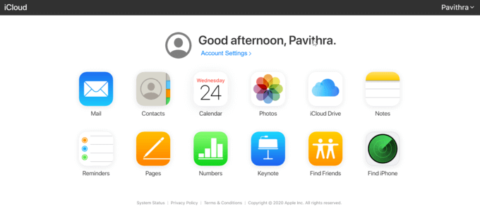 Login-iCloud كيفية تصدير جهات اتصال iPhone إلى ملف VCF و Excel / CSV