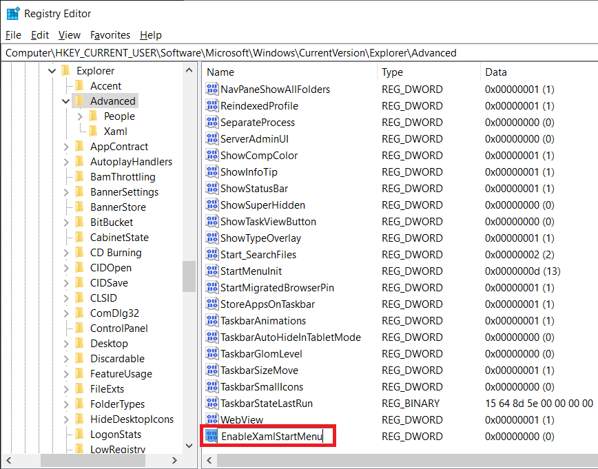 New-key-you-just-created-as-EnableXamlStartMenu-and-close-Registry-Editor إصلاح: مفتاح Windows على لوحة المفاتيح لا يعمل في Windows 10