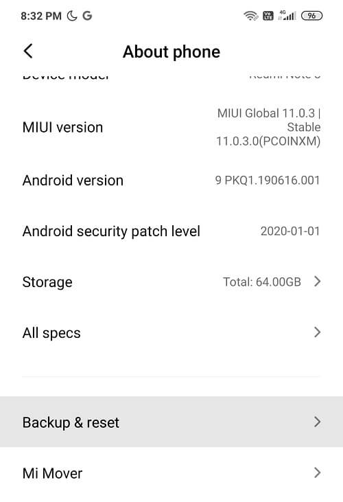 Open-Settings-then-tap-on-About-Phone-then-tap-on-Backup-reset إصلاح تجميد التطبيقات وتعطلها على Android