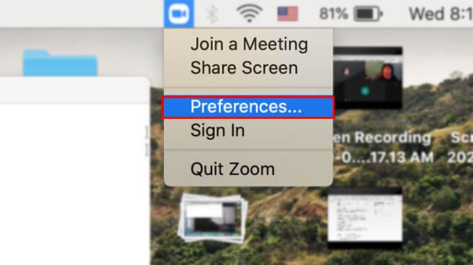 Open-Zoom-App-Preferences-on-Mac كيفية استخدام iPhone الخاص بك ككاميرا ويب لمؤتمر فيديو