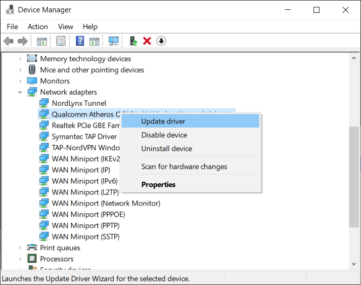 Right-click-on-your-Network-adapter-and-select-Update-driver كيفية إجراء تثبيت نظيف لنظام التشغيل Windows 10