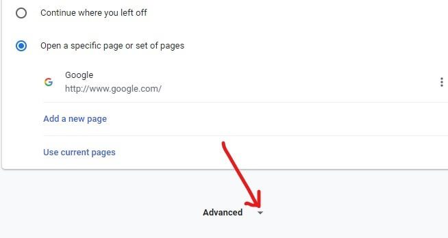 Scroll-down-and-you-will-find-the-Advanced-Click-on-it إصلاح خطأ Chrome يستمر فتح علامات تبويب جديدة تلقائيًا