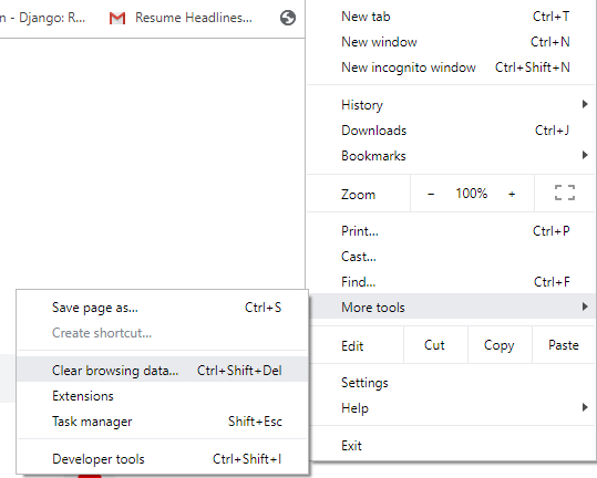 Select-Clear-browsing-data إصلاح خطأ Chrome يستمر فتح علامات تبويب جديدة تلقائيًا