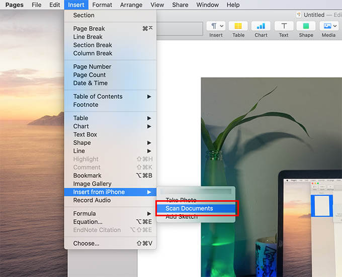 Select-Scan-Documents-on-Mac-to-Scan-Document-Using-iPhone-with-Continuity-Camera كيفية استخدام كاميرا الاستمرارية على جهاز Mac لالتقاط الصور باستخدام iPhone