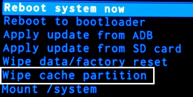 Select-WIPE-CACHE-PARTITION إصلاح تجميد التطبيقات وتعطلها على Android