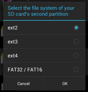 Select-ext2-from-the-menu كيفية فرض نقل التطبيقات إلى بطاقة SD على Android
