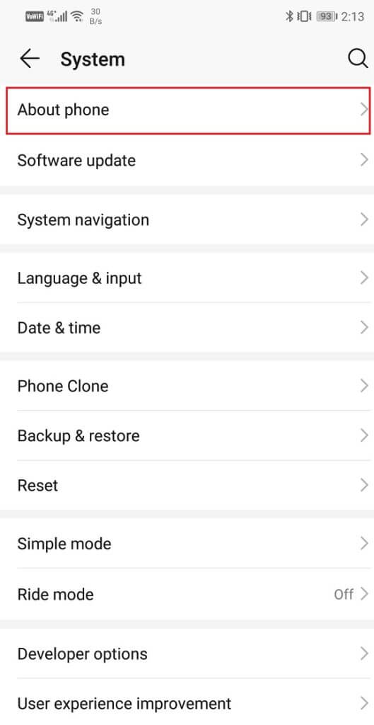 Select-the-About-phone-option-529x1024-1 أفضل 9 طرق لإصلاح خطأ "للأسف توقف التطبيق"